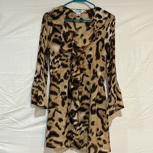 Allison Taylor Animal Print Ruffle Blouse